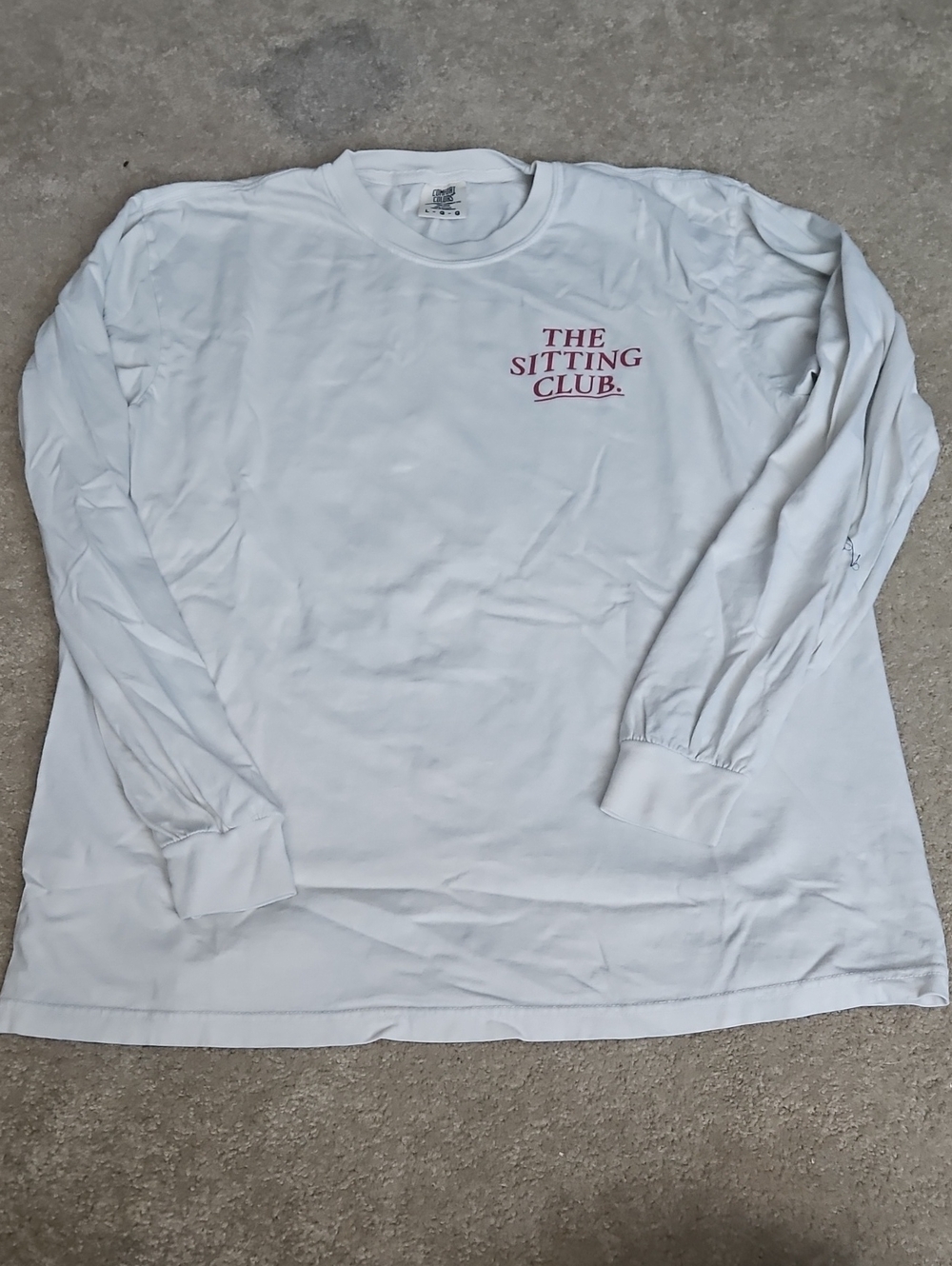 Comfort Colors Long Sleeve Tee with Maroon 'The Sitting Club' Logo